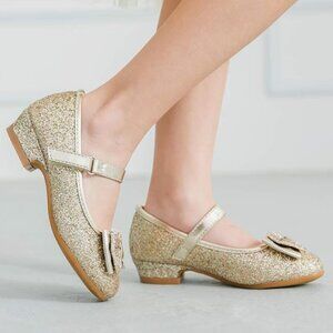 Stelle Girls Gold Glitter Dress Shoes